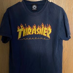 Thrasher Flame Logo T-Shirt Navy